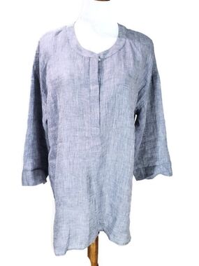 Purejill LINEN One Pocket Tunic Top Popover Color: Quarry Rock (Gray) 100% Linen